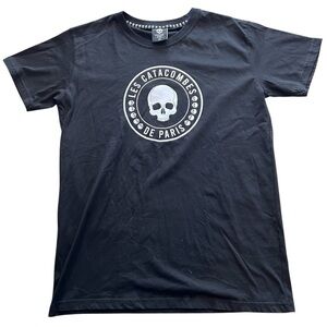 Les Catacombes de Paris Skull T‎ Shirt  Men’s Size Medium Black